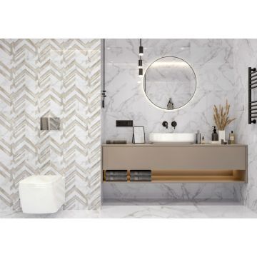 Плитка настенная Golden Tile (Голден Тайл) Marmo bianco Chevron белый 30х60 см (G70151)