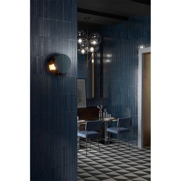 Керамогранит Marazzi (Марацци) Rice Blu Strutt. Pleat 3D Lux 7,5х20 см (M96L)