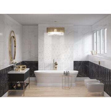 Плитка Meissen Gatsby рельеф белый 25х75 см (GTU052D)