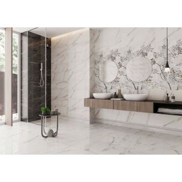 Керамическая плитка Eurotile (Евротаил) Amina Calacatta рельеф 29,5х89,5 см (674 AMM1WT)