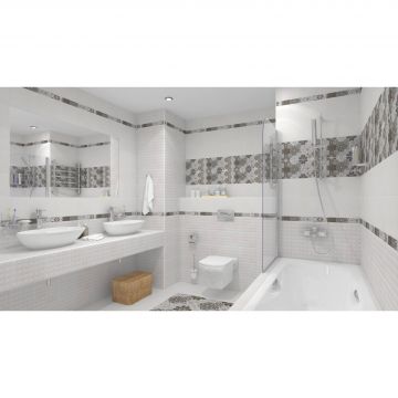 Вставка Cersanit (Церсанит) Alrami серая геометрия 15916 20х44 см