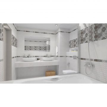 Вставка Cersanit (Церсанит) Alrami серая геометрия 15916 20х44 см