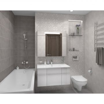 Вставка Cersanit (Церсанит) Apeks светло-серая ромбы 15919 25х75 см