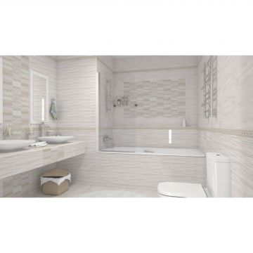 Вставка Cersanit (Церсанит) Atria бежевая листья 15917 20х44 см