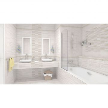 Вставка Cersanit (Церсанит) Atria бежевая листья 15917 20х44 см