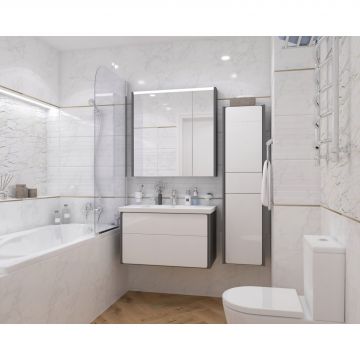 Вставка Cersanit (Церсанит) Calacatta белая шеврон 15925 29,8х59,8 см