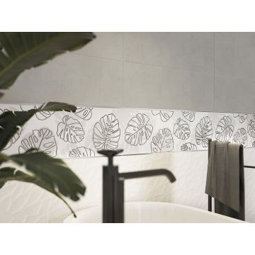 Вставка Cersanit (Церсанит) Glory белая листья 15920 25х75 см