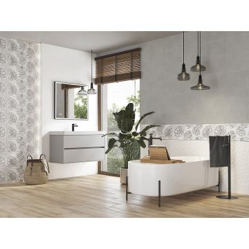 Вставка Cersanit (Церсанит) Glory белая листья 15920 25х75 см