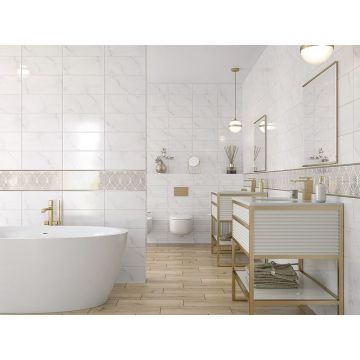 Вставка Cersanit (Церсанит) Omnia белая узоры OM2G051DT 20х44 см