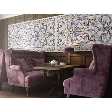 Керамогранит Kerama Marazzi (Керама Марацци) Ковры Мозаика синий декорированный лаппатированный 119,5х238,5 см (SG590902R)