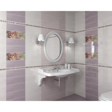 Бордюр Kerama Marazzi (Керама Марацци) Ньюпорт Цветы фиолетовый 3х40 см (STG/ C235/ 15010)