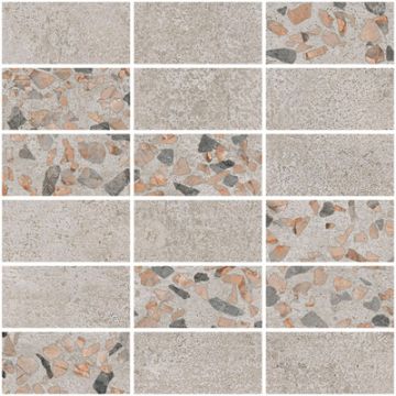 Мозаичный микс Vitra (Витра) Beton-Terrazzo 5х10 см Темный лаппатированный R9 Ректификат K9498938LPR