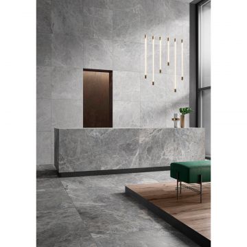 Плинтус Vitra (Витра) Marmostone 7.5х60 см Светло-серый лаппатированный Ректификат K951306LPR