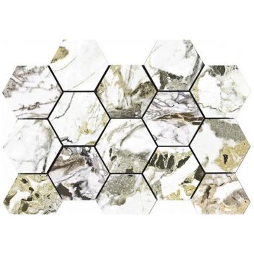 Мозаика Pamesa Ceramica (Памеса Керамика) Malla Hex Cr Lux Grotta Oro 22,5х32,5 см