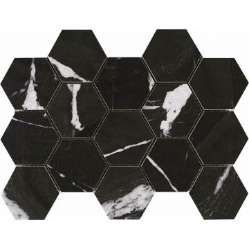 Мозаика Pamesa Ceramica (Памеса Керамика) Malla Hex Cr Lux Iliria Nero 32.5х22.5 см