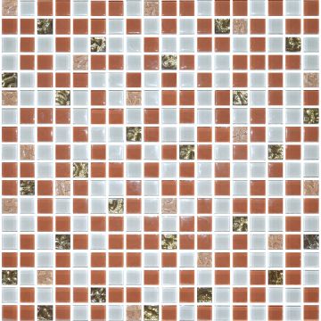 Мозаика Ceramica Classic (Керамика Классик) стекло 1026 микс бежевый-золото 300х300/15/6 см