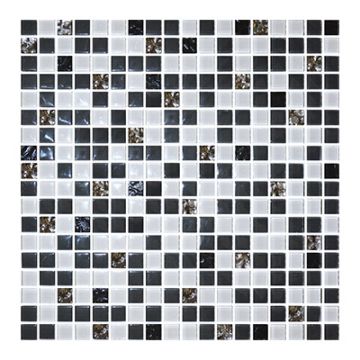 Мозаика Ceramica Classic (Керамика Классик) стекло 1028 микс черная - платина 300х300/15/6 см