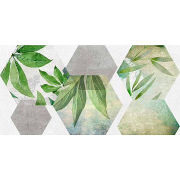 Плитка настенная Laparet (Лапарет) Focus зеленая ботаника 34090 25х50 см