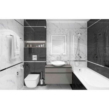 Плитка настенная Laparet (Лапарет) Total черная 34051 25х50 см