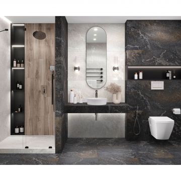 Керамогранит Laparet (Лапарет) Blaze Nero 60х60 см Графитовый Сатинированный Карвинг