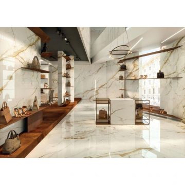 Керамогранит Atlas Concorde (Атлас Конкорд) Marvel Shine Calacatta Prestigio 75x150 см Silk, A7H3