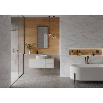 Плитка настенная Gracia Ceramica (Грация Керамика) Marble matt white матовый белый 01 30х90 см 010100001298