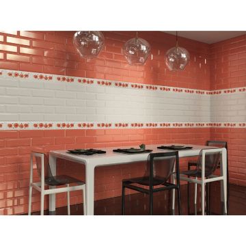 Плитка настенная Gracia Ceramica (Грация Керамика) Metro coral light светло-кораловая 01 10х30 см 010101003312