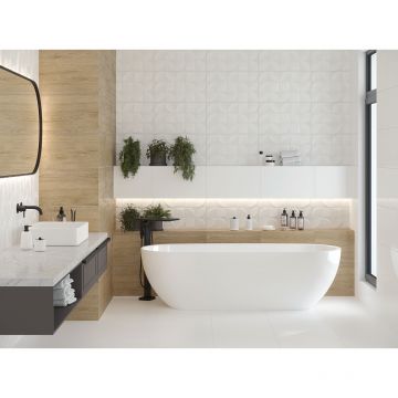 Плитка настенная Gracia Ceramica (Грация Керамика) Nature white белый 01 30х50 см 010100001402
