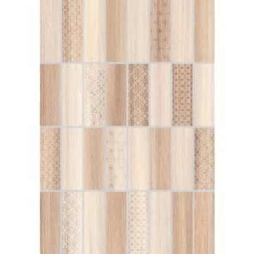 Плитка настенная Keramin (Керамин) Нидвуд 3Д бежевый микс декор 27,5х40 см