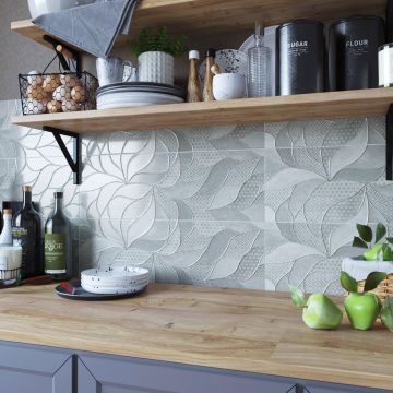 Настенная плитка Keramin (Керамин) Сидней 1Д декор серый пэчворк 25х75 см