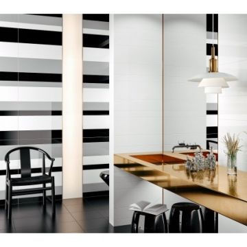 Настенная плитка Domino (Домино) Concept Black Gloss 20x60 см, глянцевая (912766)