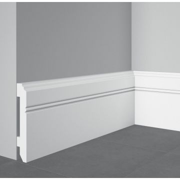 Напольный плинтус Decomaster (Декомастер) из дюропласта под окраску белый 109х12х2000 мм A105