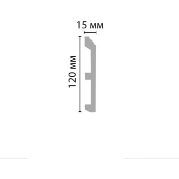 Напольный плинтус Decomaster из дюропласта под окраску белый 120х18х2000 мм A026