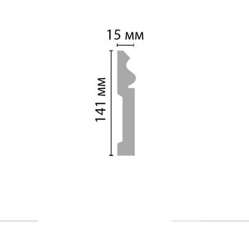 Напольный плинтус Decomaster из дюропласта под окраску белый 141х15х2000 мм A035