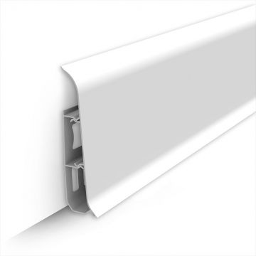 Плинтус напольный с цельной лицевой частью Ideal (Идеал) Классик 85 мм, 2,2 м К-П85 001 Белый