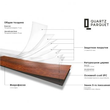 Кварцевый паркет Quartz Parquet (Кварц Паркет) Классик 7/34 Дуб Тоскана (Oak Tuscany) , 407