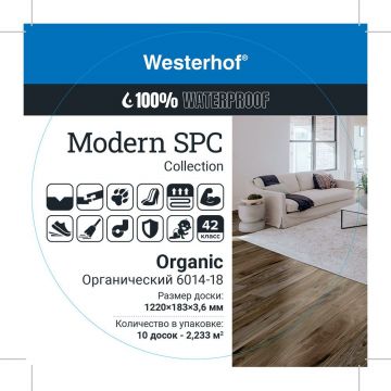 Виниловый SPC ламинат Westerhof Modern 3,6/42 Organic, 6014-18