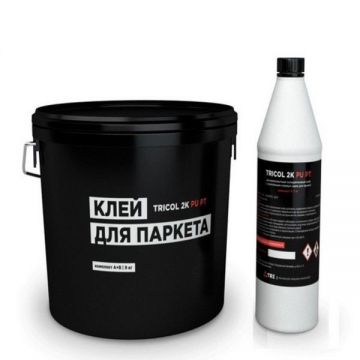 Клей для паркета TRI (Три) Tricol (Трикол) двухкомпонентный 2k PU (2к ПУ) полиуретановый PU PT с усиленным швом (компоненты А и Б) 9 кг