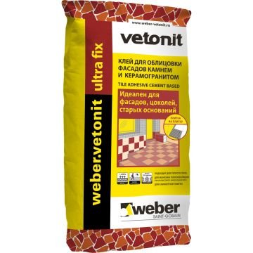 Клей для фасадной облицовки Weber-Vetonit ultra fix 25 кг