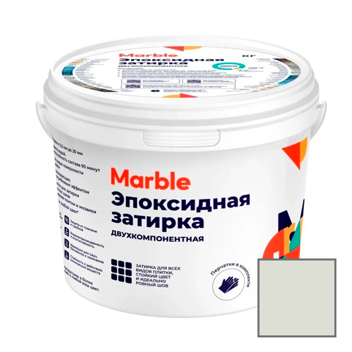Затирка эпоксидная двухкомпонентная Marble (Марбл) № 401 серо-белый 1 кг