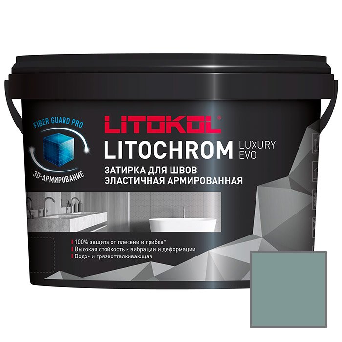 Затирка Litokol (Литокол) Litochrom Luxury Evo эластичная армированная полимерно-цементная LLE.385 Нефрит 2 кг