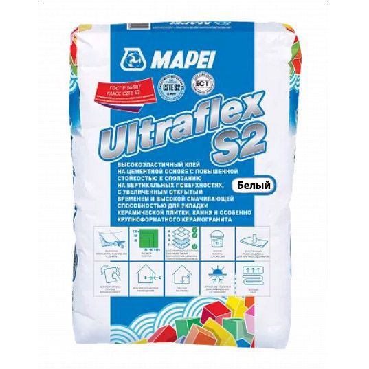 Клей для плитки Mapei (Мапей) Ultraflex S2 белый 25 кг
