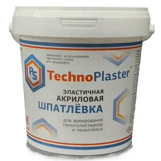 Шпатлевка эластичная акриловая Lepninaplast (Лепнинапласт) Ps-Technoplaster, для фасадного декора, 1,5 кг, СМС 1,5