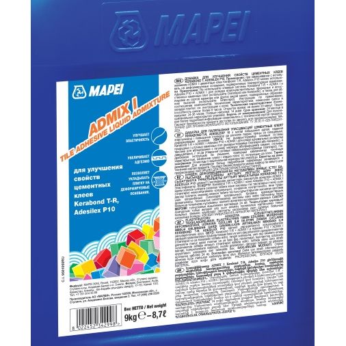 Жидкая латексная добавка Mapei (Мапей) Admix I (Isolastic) для клеев 9 кг