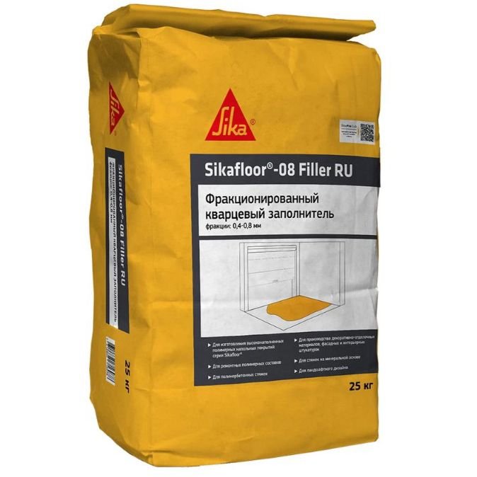 Наполнитель кварцевый для полимерных полов Sika (Зика) Sikafloor-08 Filler фракция 0,4-0,8 мм 25 кг