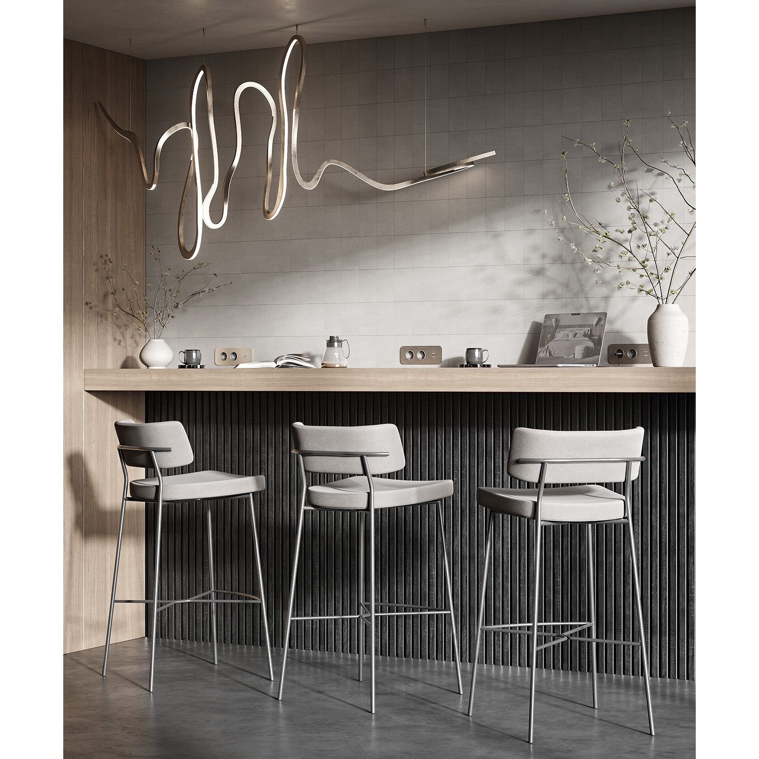 Акустическая панель Cosca Decor (Коска) Сканди черный войлок, 2750х600х19 мм, рейки МДФ, дуб графит