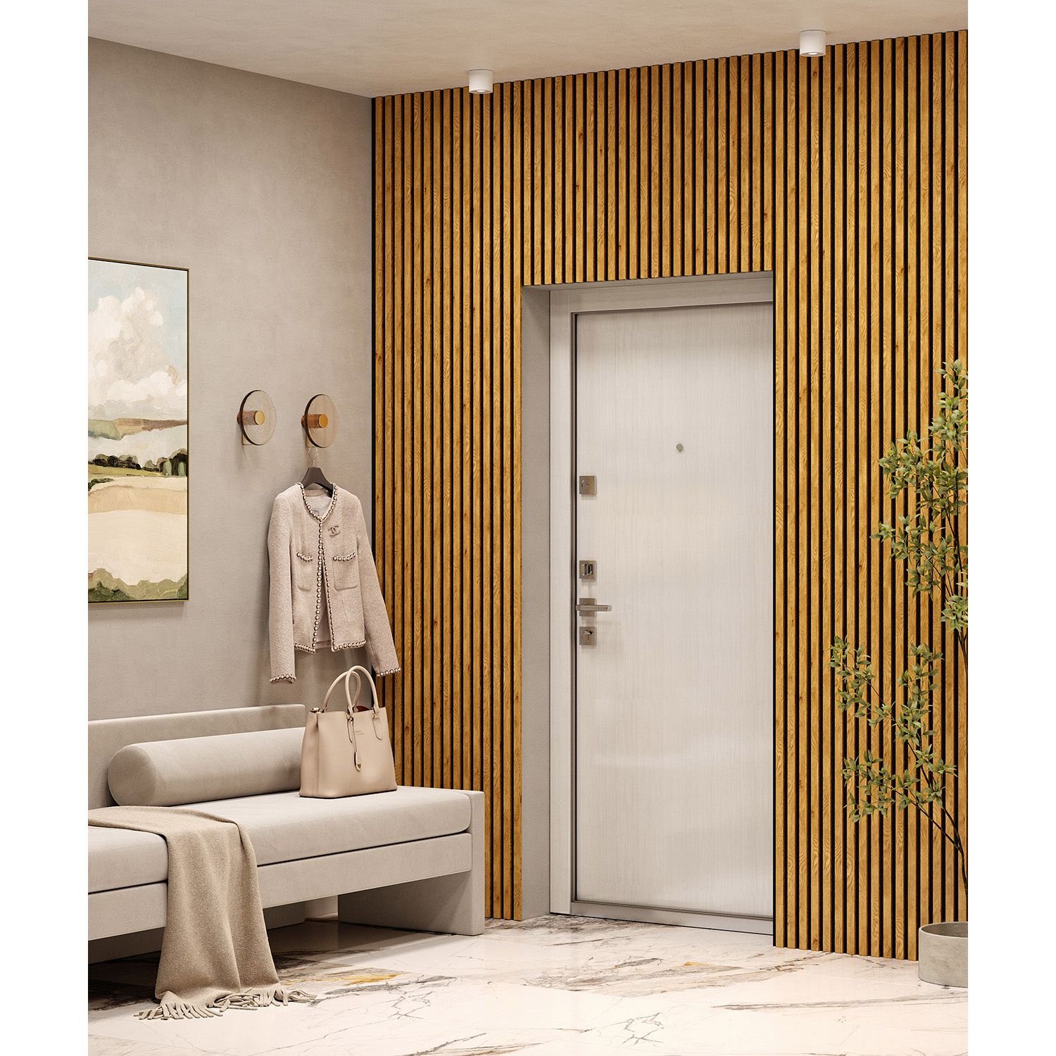 Акустическая панель Cosca Decor (Коска) Сканди черный войлок, 1200х600х19 мм, рейки МДФ, дуб медный 00-00074684