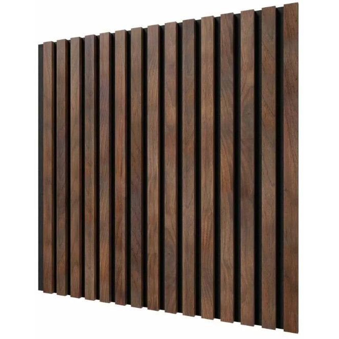 Акустическая панель Cosca Decor (Коска) Сканди черный войлок, 600х600х19 мм, рейки МДФ, дуб барон темный 00-00074608
