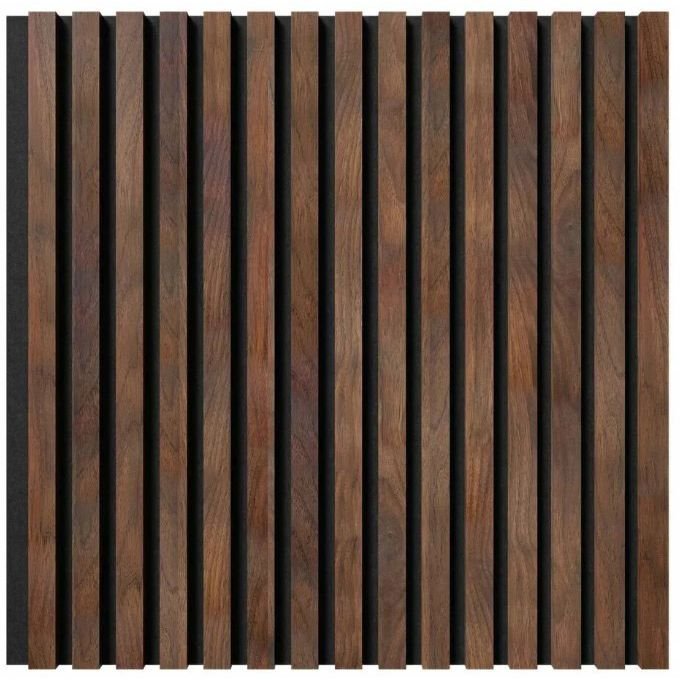 Акустическая панель Cosca Decor (Коска) Сканди черный войлок, 600х600х19 мм, рейки МДФ, дуб барон темный 00-00074608