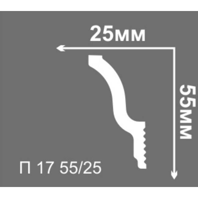Плинтус потолочный Де-Багет (De-Baget) 2000х25х55 мм, П 17 55/25